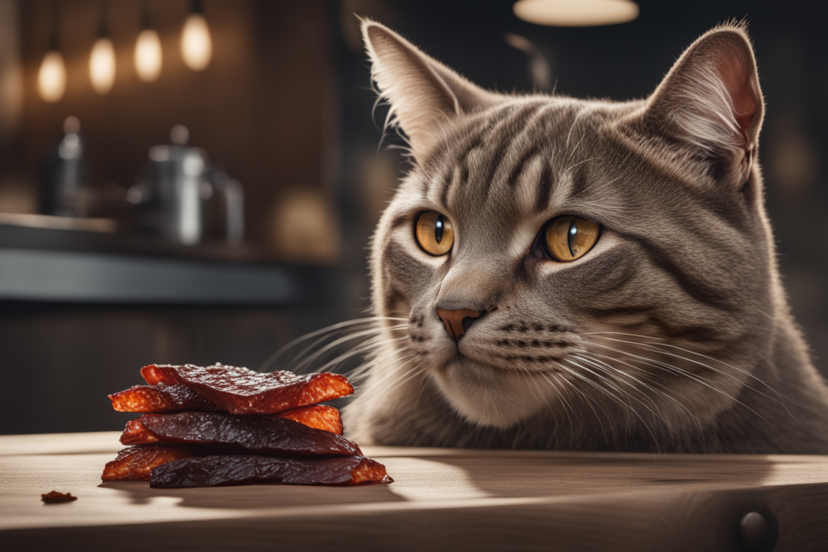 cat and beef jerky