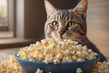 cat eating popcorn
