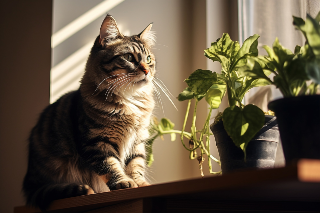 cat in the window plants